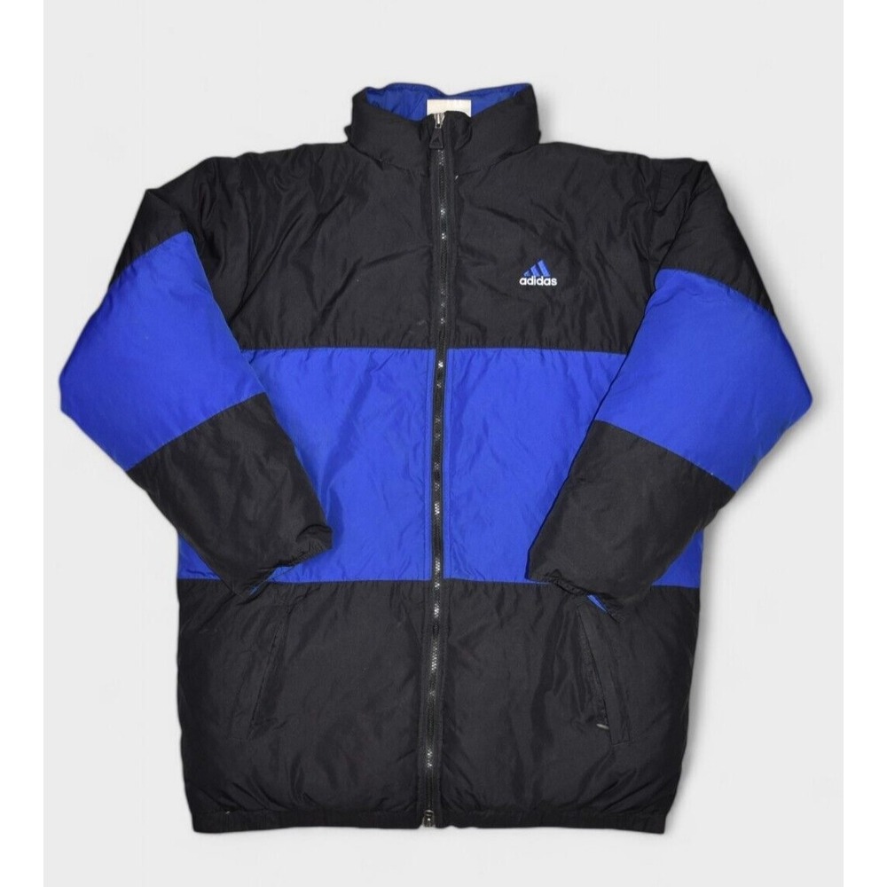 Vintage Adidas Jacket Mens S Puffer Goose Down Insulated ZIp Striped Retro Logo